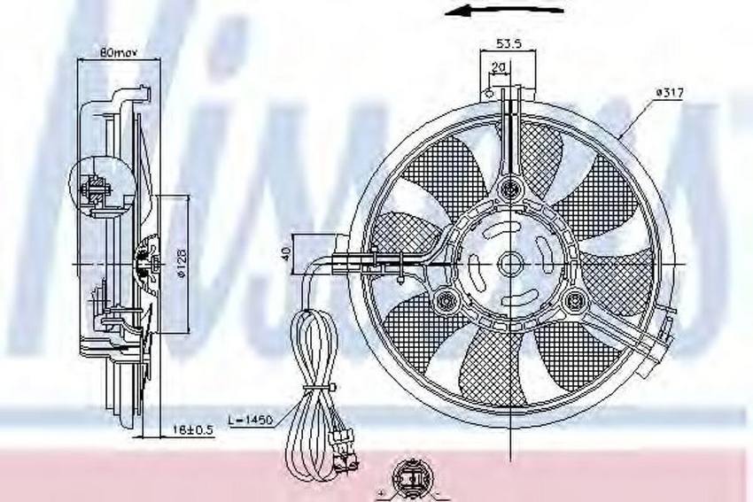 Audi VW Auxiliary Cooling Fan Assembly 8D0959455C - Nissens 85519